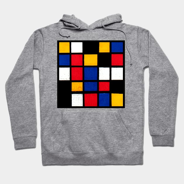 Mondrian Inspired Geometric Abstract Acrylic Painting IV Hoodie by abstractartalex